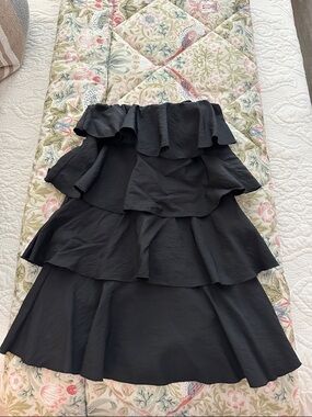 Never Fully Dressed Black Tiered Ruffle Skirt with Back Zip